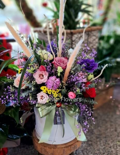 Composizione in box fiori assortiti "RAINBOW"