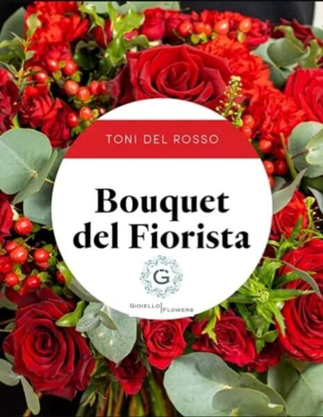 Bouquet del fiorista sui toni del rosso