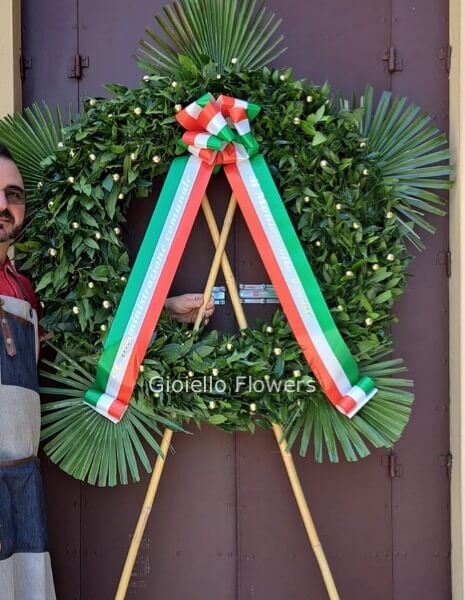 Corona alloro con scritta nastro e supporto