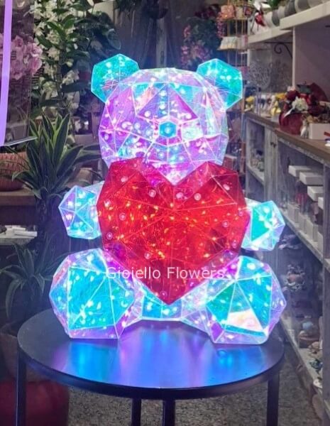 teddy h15 cm senza cuore con giochi di luce e scatola