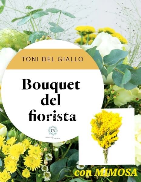 Bouquet del fiorista con mimosa sui toni del giallo
