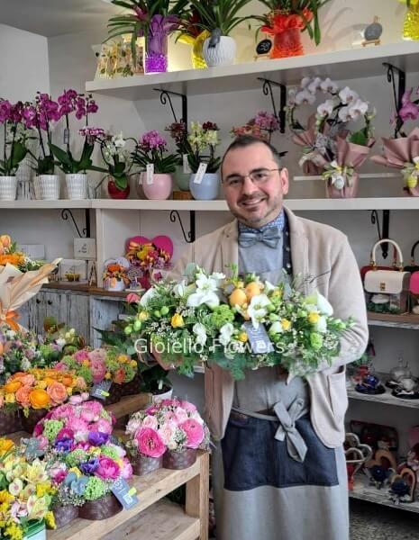 Centrotavola pasquale tonalità del giallo/arancio