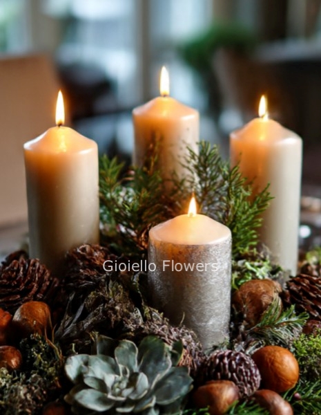 centrotavola tondo 4 candele colori assortiti