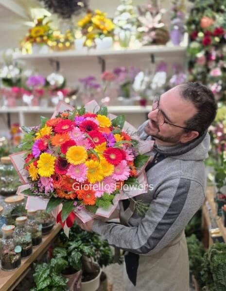 Bouquet di gerbere ARCOBALENO